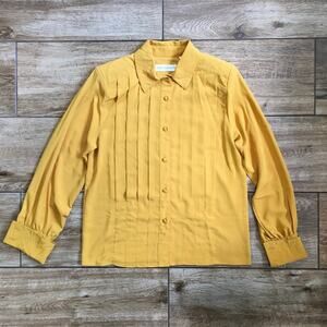 Yellow Pleated Secretary Blouse vintage size 8